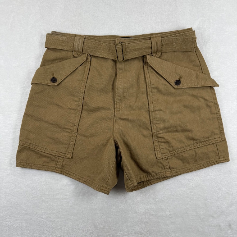 Banana Republic Lou Trapunto C Belted Utility Shorts Whiskey Brown Womens Size 6